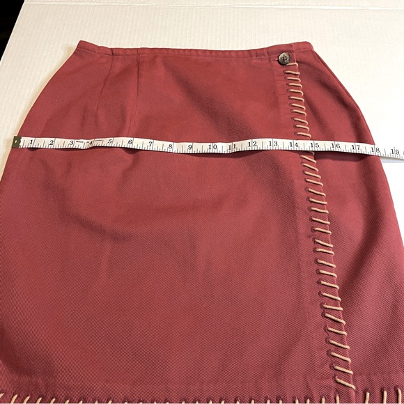 Cambridge Dry Goods Company Wrap Skirt Rust with Tan Contrast Stitching … - Picture 3 of 6